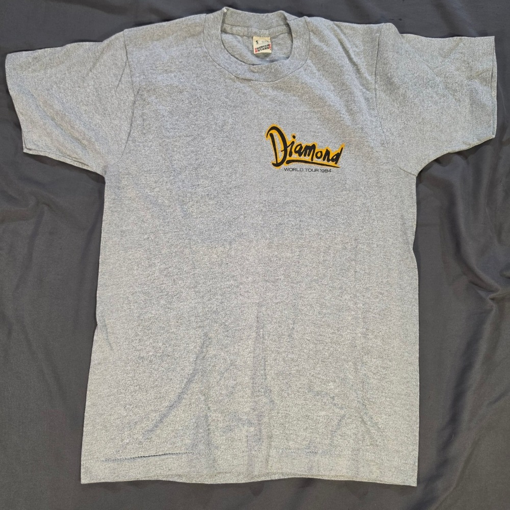 Vintage Screen Stars Diamond World Tour 1984 T-Shirt Gray Single Stitch Small